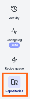 Moderne left sidebar with Repositories option highlighted