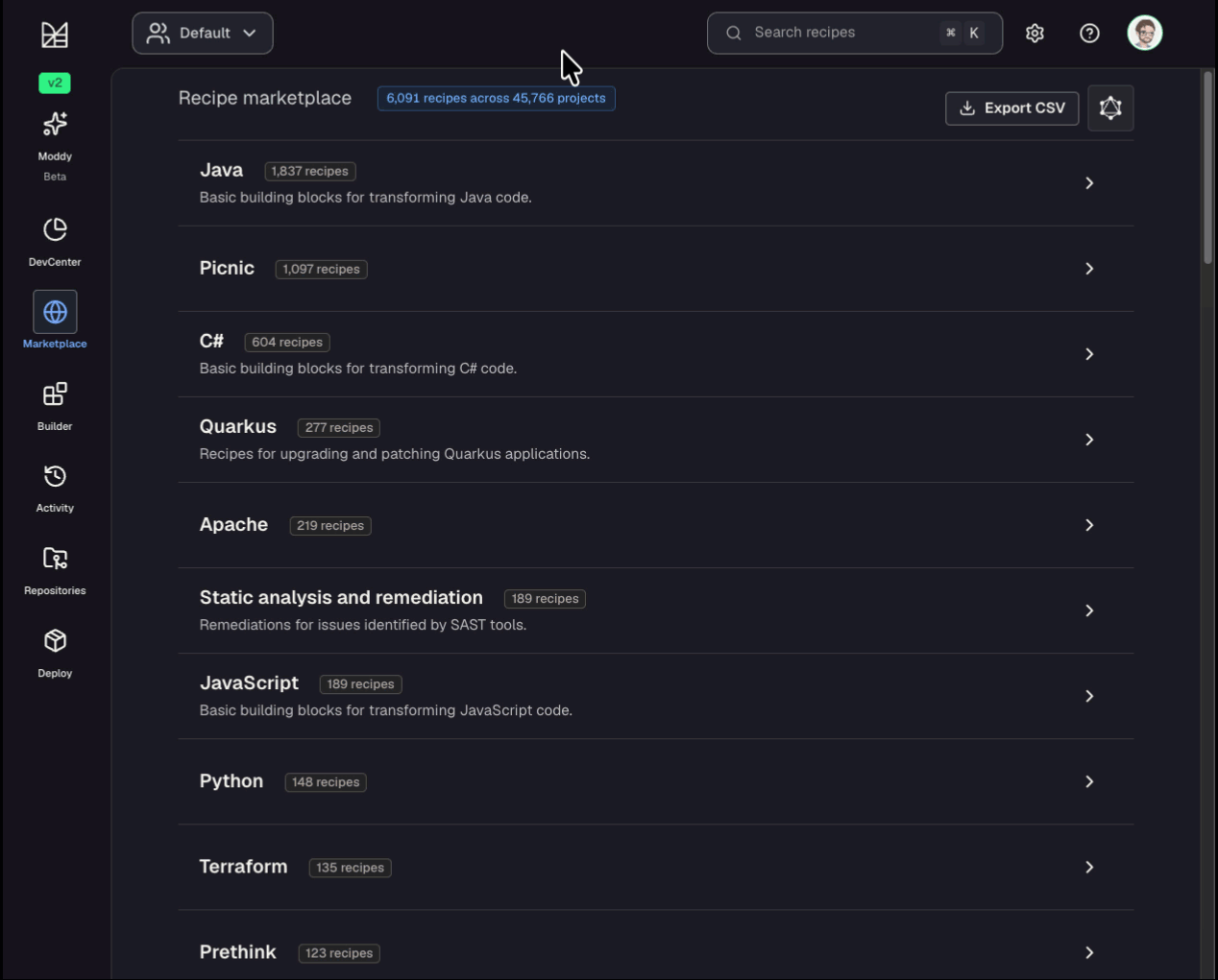 Animated demo of selecting an organization from the dropdown