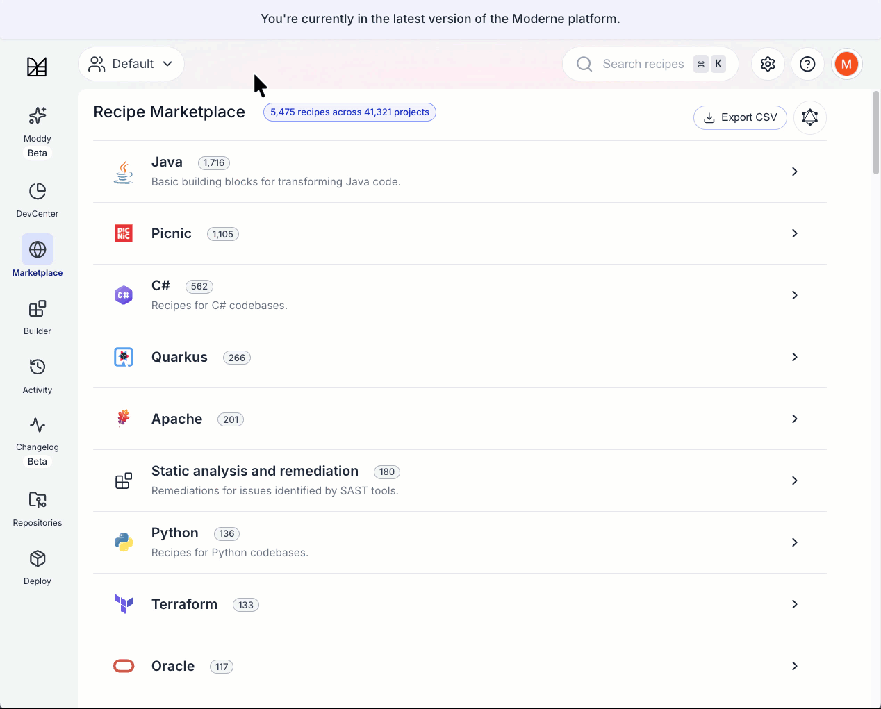Animated demo of selecting an organization from the dropdown