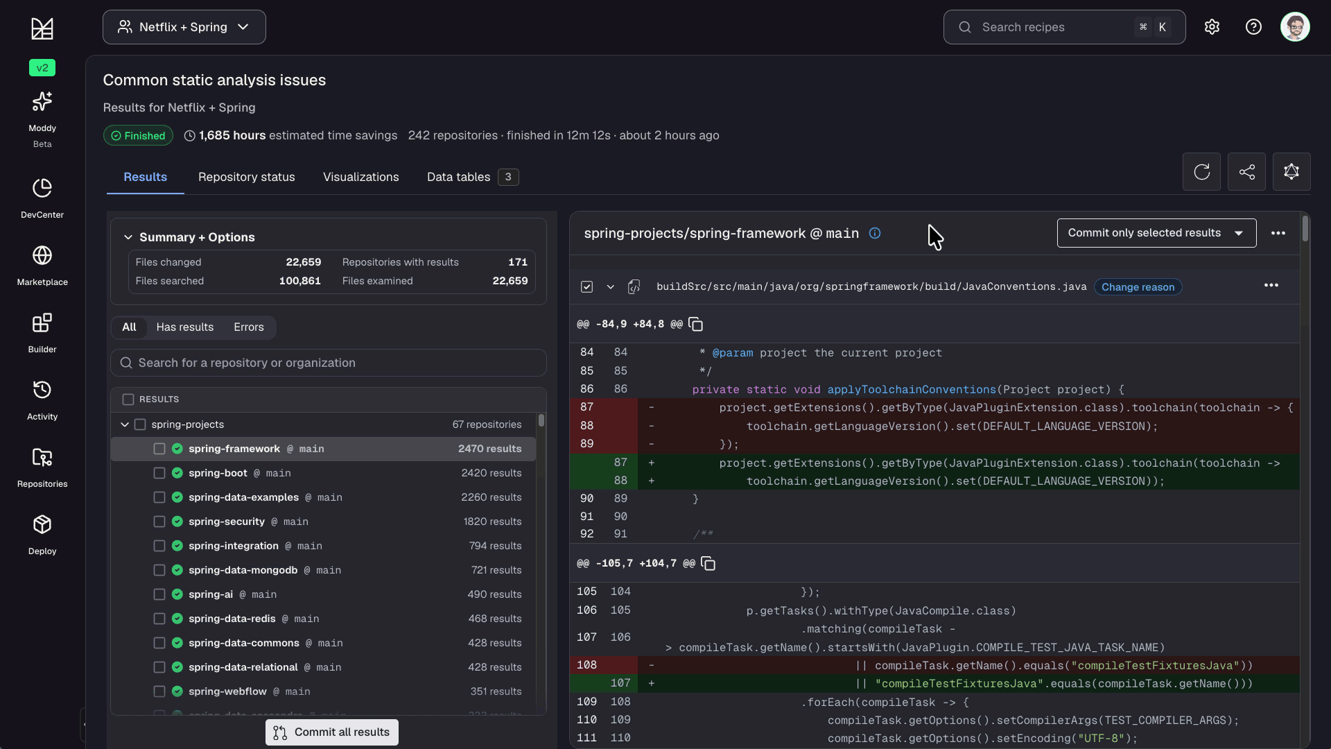 Animated demo of viewing why a specific code change was made