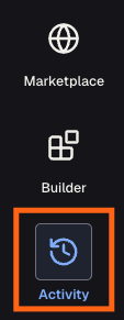 Left navigation bar with the Activity link highlighted