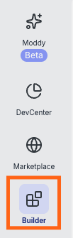 Left sidebar with Builder navigation link highlighted