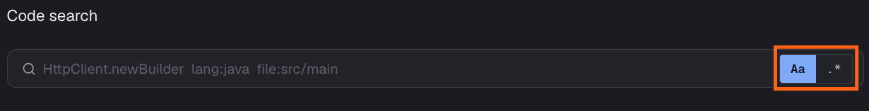 Case and regex toggles on the search box