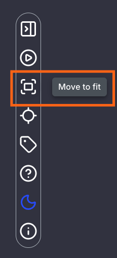 3D viewer toolbar with Move to fit button highlighted