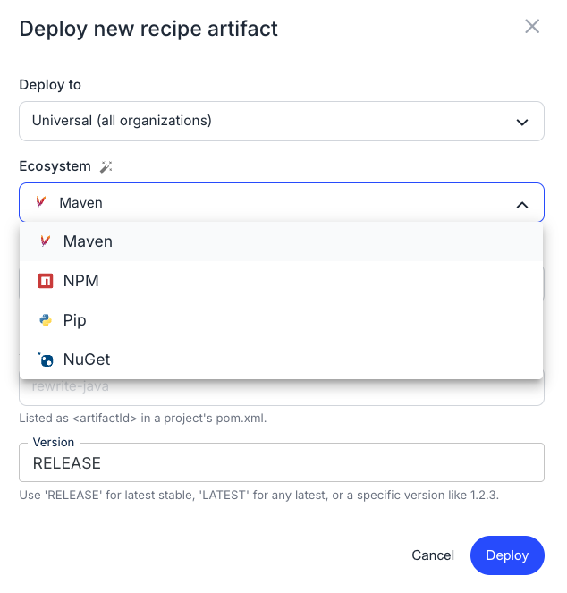 A native recipe authored in TypeScript running in the Moderne Platform