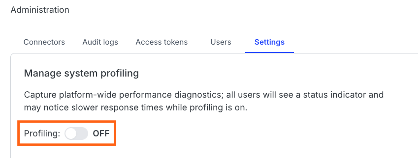 Profiling enable button