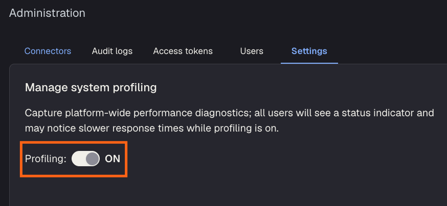 Profiling enable button