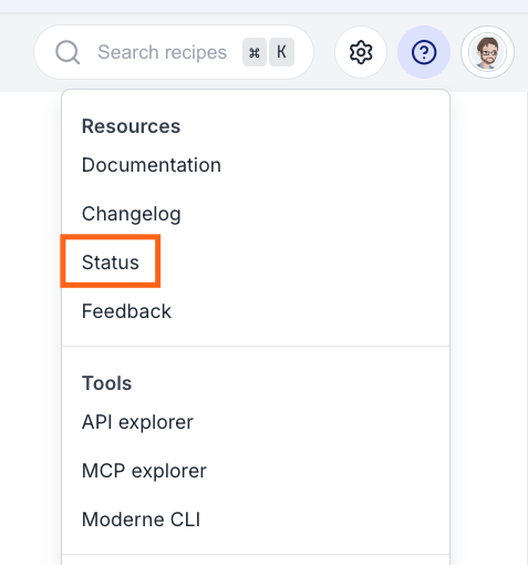 Status page link